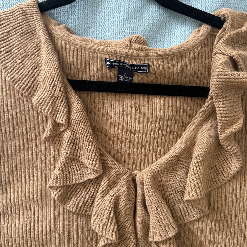Tan Ruffled Sweater - Picture 2 of 2